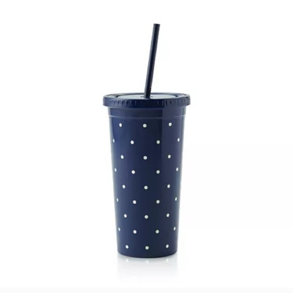 Kate Spade Larabee Dot Navy with White Polka Dot Insulated Tumbler 20oz NWT - Picture 1 of 5